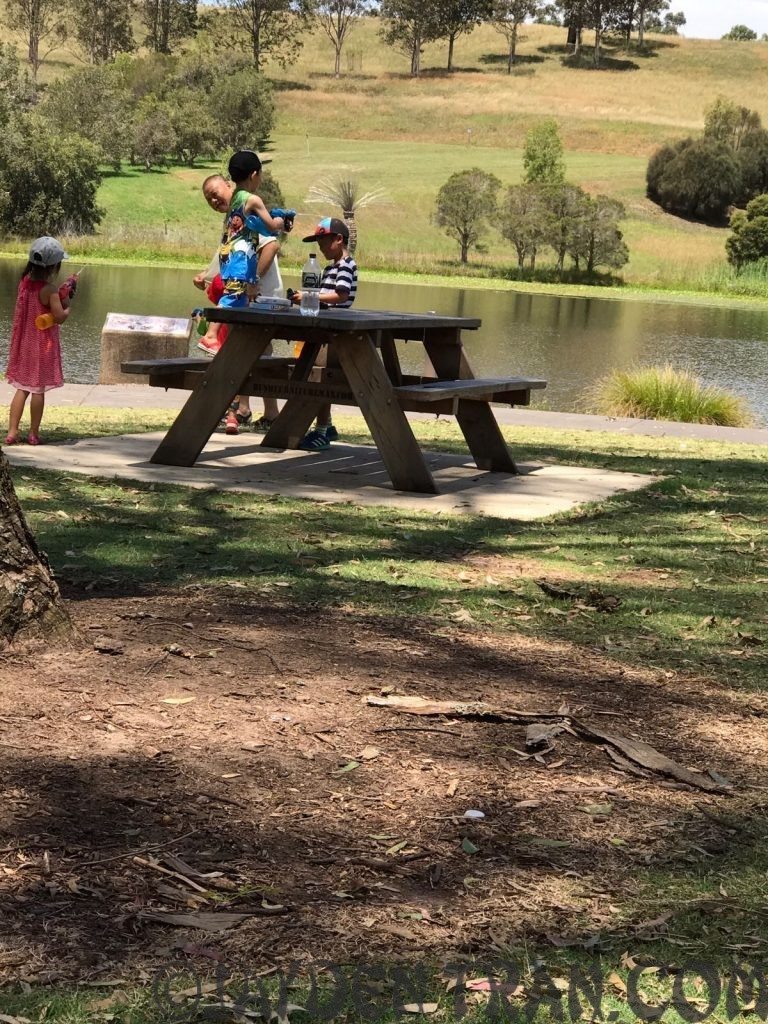 Water gun fight with grandpa