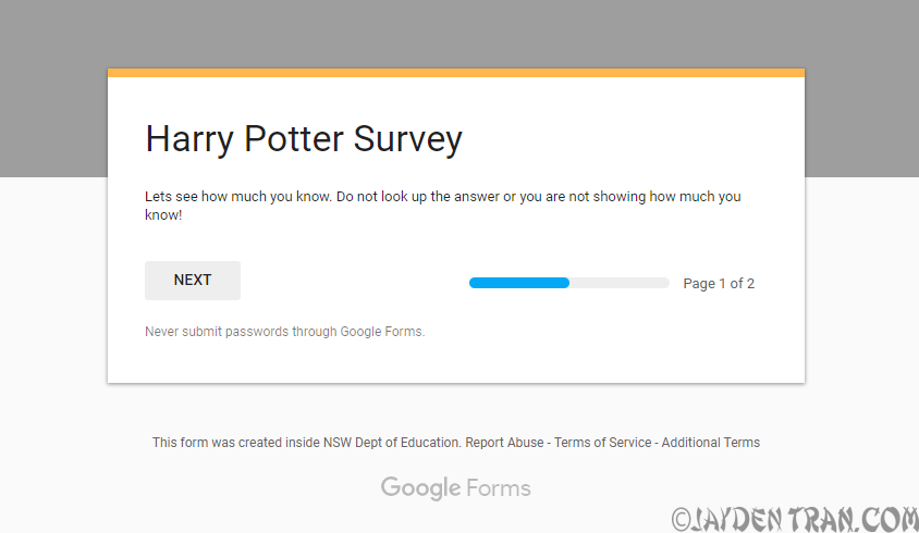 Jayden Tran Harry Potter Survey